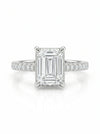 Colorless Emerald Cut Lab Grown Engagement Ring With Hidden Halo