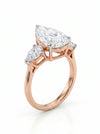 Pear Cut Certified Lab Diamond Three Stone Ring