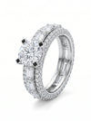 Round and Baguette Cut Lab Grown Diamond Ring Hidden Halo Engagement Ring