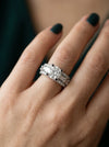 Round and Baguette Cut Lab Grown Diamond Ring Hidden Halo Engagement Ring