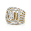 Baguette and Round Cut Halo Style Lab Grown Engagement Ring