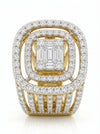 Baguette and Round Cut Halo Style Lab Grown Engagement Ring