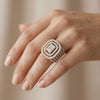 Baguette and Round Cut Halo Style Lab Grown Engagement Ring