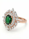 Green Gems Stone Lab Grown Cocktail faux Engagement Ring