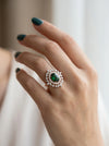 Green Gems Stone Lab Grown Cocktail faux Engagement Ring