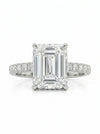 Emerald Cut Lab Grown Diamond Hidden Halo Wedding Ring