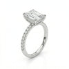 Emerald Cut Lab Grown Diamond Hidden Halo Wedding Ring