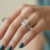 Emerald Cut Lab Grown Diamond Hidden Halo Wedding Ring