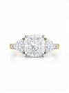 Cushion and Triangle Cut Lab Grown Diamond Three Stone Ring