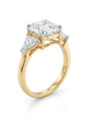 Cushion and Triangle Cut Lab Grown Diamond Three Stone Ring