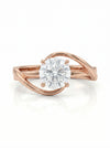 Round Cut Diamond Twisted Engagement Ring Rose Gold Diamond Ring
