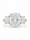 Three Stone Oval and Cadillac Diamond Ring Conflict Free Diamond Wedding Gift