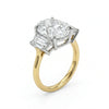 Three Stone Oval and Cadillac Diamond Ring Conflict Free Diamond Wedding Gift