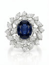 Beautiful Lab Created Pear and Marquise Shaped Floral Diamond Ring In 18k White Gold