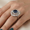 Beautiful Lab Created Pear and Marquise Shaped Floral Diamond Ring In 18k White Gold