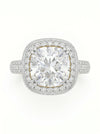 Amazing Cushion Cut Lab Grown Diamond Halo Engagement Ring In 18k Yellow Gold