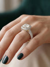Amazing Cushion Cut Lab Grown Diamond Halo Engagement Ring In 18k Yellow Gold