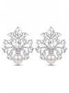 Regal Pearl Blossom Lab Created Rose Cut Diamond Earring