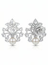 Regal Pearl Blossom Lab Created Rose Cut Diamond Earring