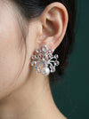 Regal Pearl Blossom Lab Created Rose Cut Diamond Earring