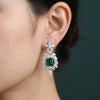 Lab-Grown Diamond Earrings with Green Emerald