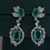 Russion Stone & Marquise , Round Lab Grown Diamond Drop Earrings in 18K Gold | Designer Bridal Earrings