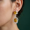 Elegant Marquise &amp; Round Lab-Grown Diamond Earrings Featuring Yellow Center Stone
