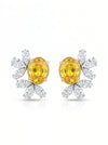 Lab-Grown Diamond Earrings Marquise &amp; Round Cut with Yellow Accent Stone