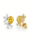 Lab-Grown Diamond Earrings Marquise &amp; Round Cut with Yellow Accent Stone