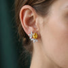 Lab-Grown Diamond Earrings Marquise &amp; Round Cut with Yellow Accent Stone