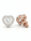 1 ct Each D VVS2 Heart Shape Solitaire Diamond Earring With Halo