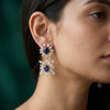 Luxury Lab Diamond Earrings with Blue Gemstone