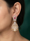 Lab Grown Diamond Jhumka Earrings with Changeable Center Stone