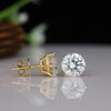 Classic Solitaire Round Lab Grown Diamond Stud Earrings in 18K Yellow Gold