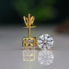 Round Lab Grown Diamond Stud Earrings in 14K Yellow Gold | IGI Certified Solitaire