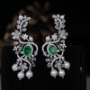 Emerald Lab Grown Diamond Pearl Drop Earrings in 14KWhite Gold | Luxury Designer  Earrings