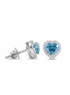 0.45 ct Each Blue Heart Lab Grown Diamond Halo Stud Earrings in Gold | Sustainable And Ethical Jewelry