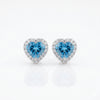 0.45 ct Each Blue Heart Lab Grown Diamond Halo Stud Earrings in Gold | Sustainable And Ethical Jewelry