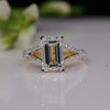 Emerald Cut with Side Small Lab Grown Diamond 18K Gold Engagement Ring