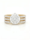 3 Carat Lab-Grown Diamond Solitaire Ring – Triple Row Pave Shank in Gold