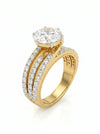 3 Carat Lab-Grown Diamond Solitaire Ring – Triple Row Pave Shank in Gold