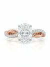 1 ct Oval Cut Lab Grown Diamond Engagement Ring with Twisted Pave Band in Rose Gold