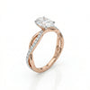 1 ct Oval Cut Lab Grown Diamond Engagement Ring with Twisted Pave Band in Rose Gold
