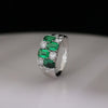 Emerald Cut Green Stone & Lab Grown Diamond Ring | White Gold Luxury Statement Band