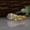 Minimal Oval Cut Lab Grown Diamond Bezel Set 14K Yellow Gold Ring