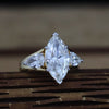 Marquise Cut Lab Grown Diamond Ring with Side Pear Stones 14K  Gold Engagement Ring