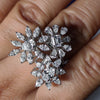 Floral Cluster Lab Grown Diamond Statement Ring in 14 White Gold | Unique Designer Ring