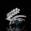 Blue Heart Lab Grown Diamond Wrap Ring in 14K Gold | Unique Designer Diamond Ring