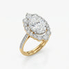 Floral Burst Oval Halo Ring, Solitaire Lab Grown Diamond Bridal Ring