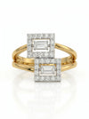 Center Baguette with lab Grown diamond frame promise Ring
